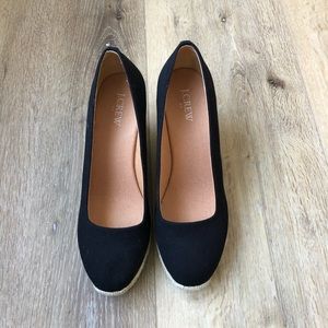 Black Espadrille Wedges in Canvas
